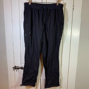 LL Bean Vista Camp Pants Womens 1X Black Cargo Hiking Nylon Spandex 503363 FLAWS